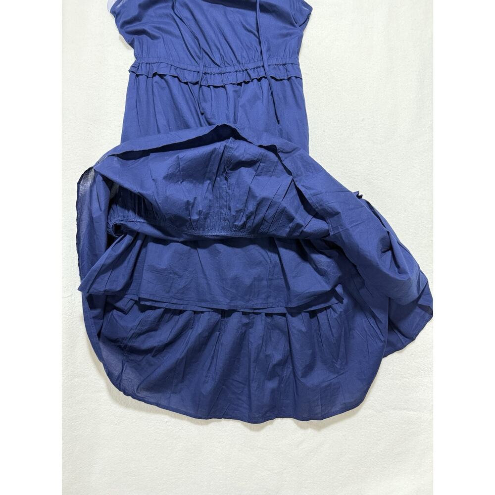 J.Crew Factory Midi Dress Size 4 Navy Tiered Fit & Flare NWT Tie-Neck Sleeveless - Picture 8 of 15